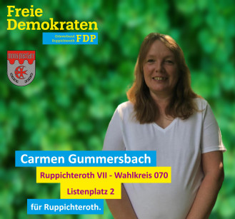Carmen Gummersbach, Kandidatin der FDP-Ruppichteroth für den Wahlbezirk 070 (Ruppichteroth VII)
